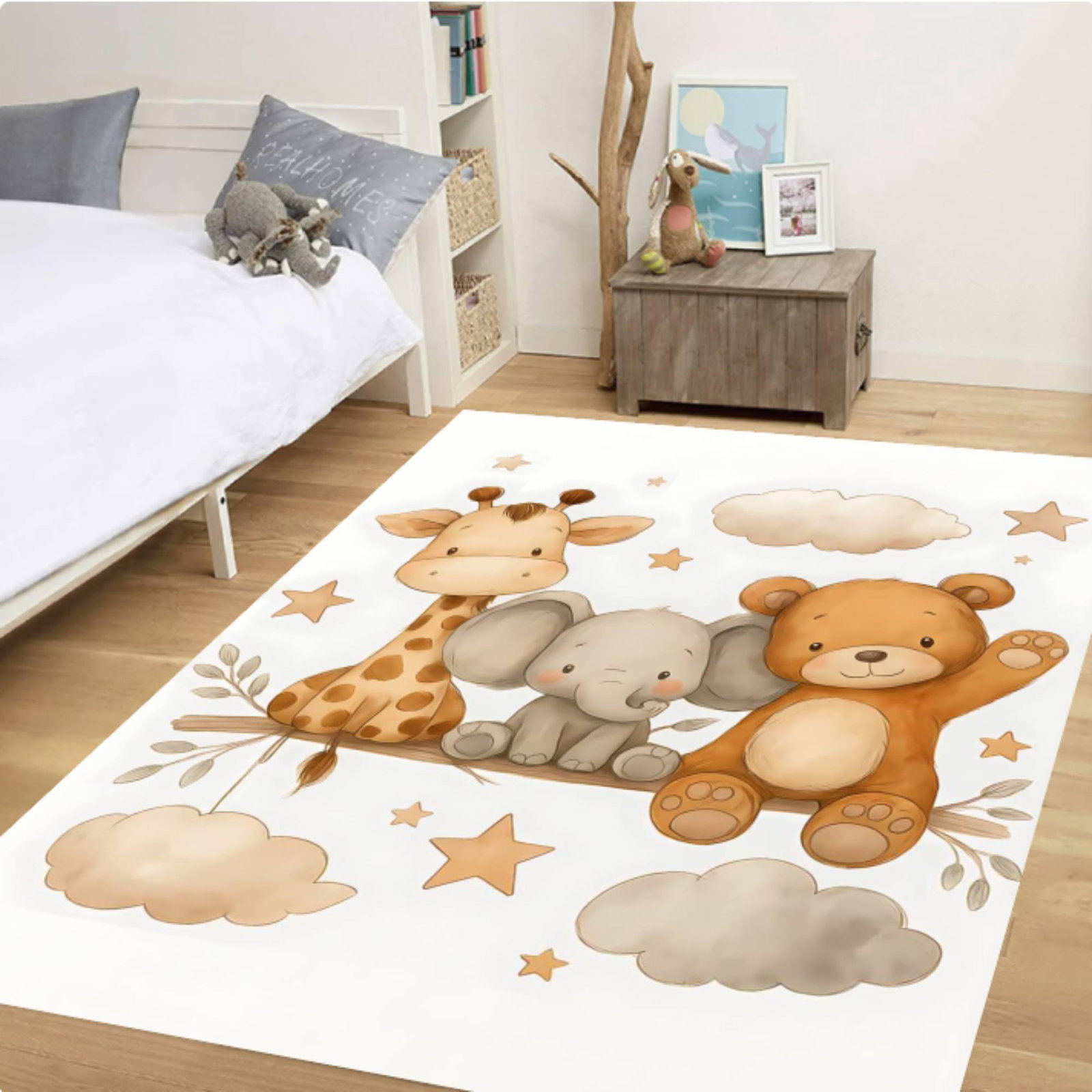 Cute Safari Animal Play Mat - Kids Room RugsTVC1708390