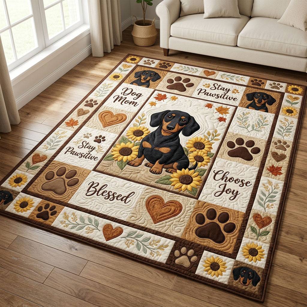 Dachshund Sunflower Area Rug - Non-Slip Washable 3D Print Rug for Living Room & Bedroom (DesignTVC2108206