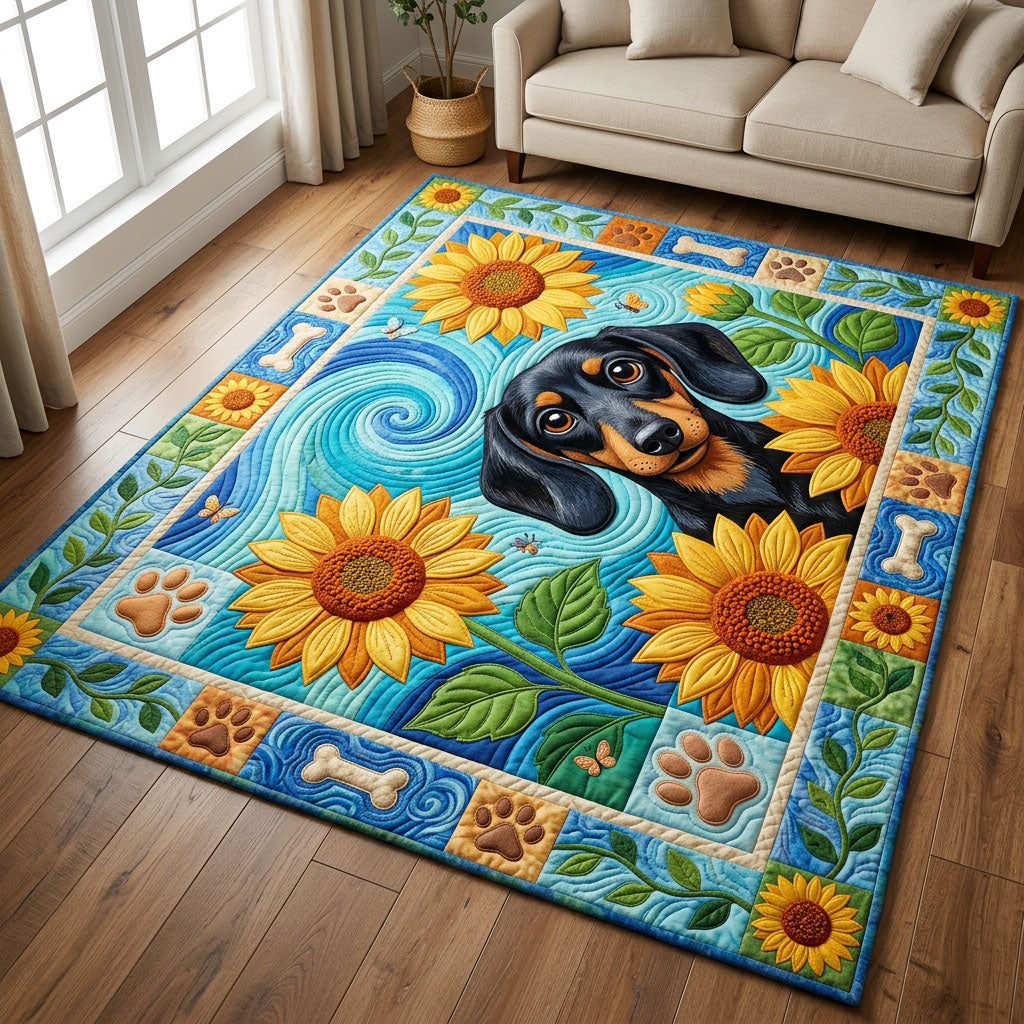 Dachshund Sunflower Area Rug - Non-Slip Washable 3D Print Rug for Living Room & BedroomTVC2108164