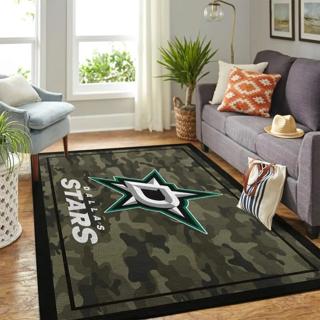 Dallas Stars Rug - Camouflage Area for Living Room Black and Green