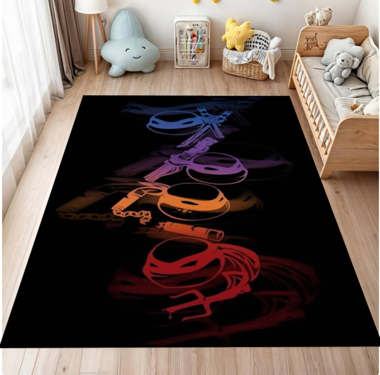 Dark Turtle Gamer Kids Rug - Washable Playroom & Game Room Decor RugTVC1708366