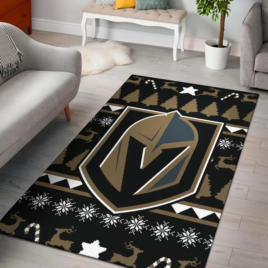 Decorative Rug with Shield Winter Pattern Design Black and Brown