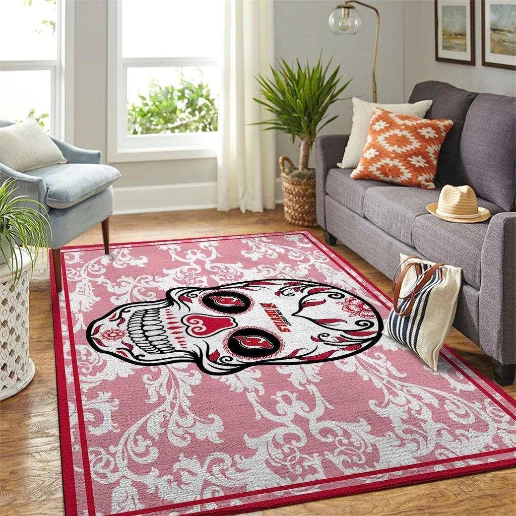 Decorative Skull Rug for Modern Living Room Decor Pink and White
