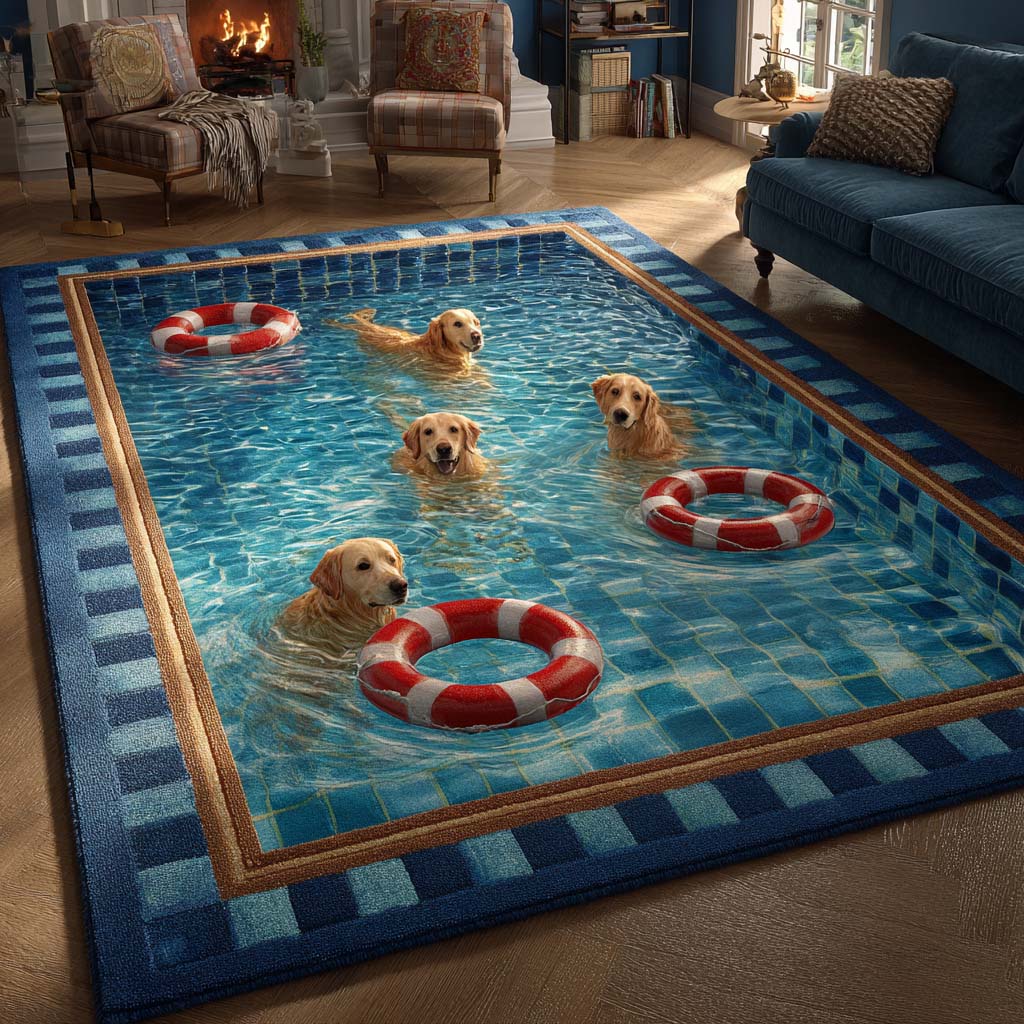 Deep Golden Retriever Area Rug - Non-Slip Washable 3D Print Rug for Living Room & BedroomTVC210870