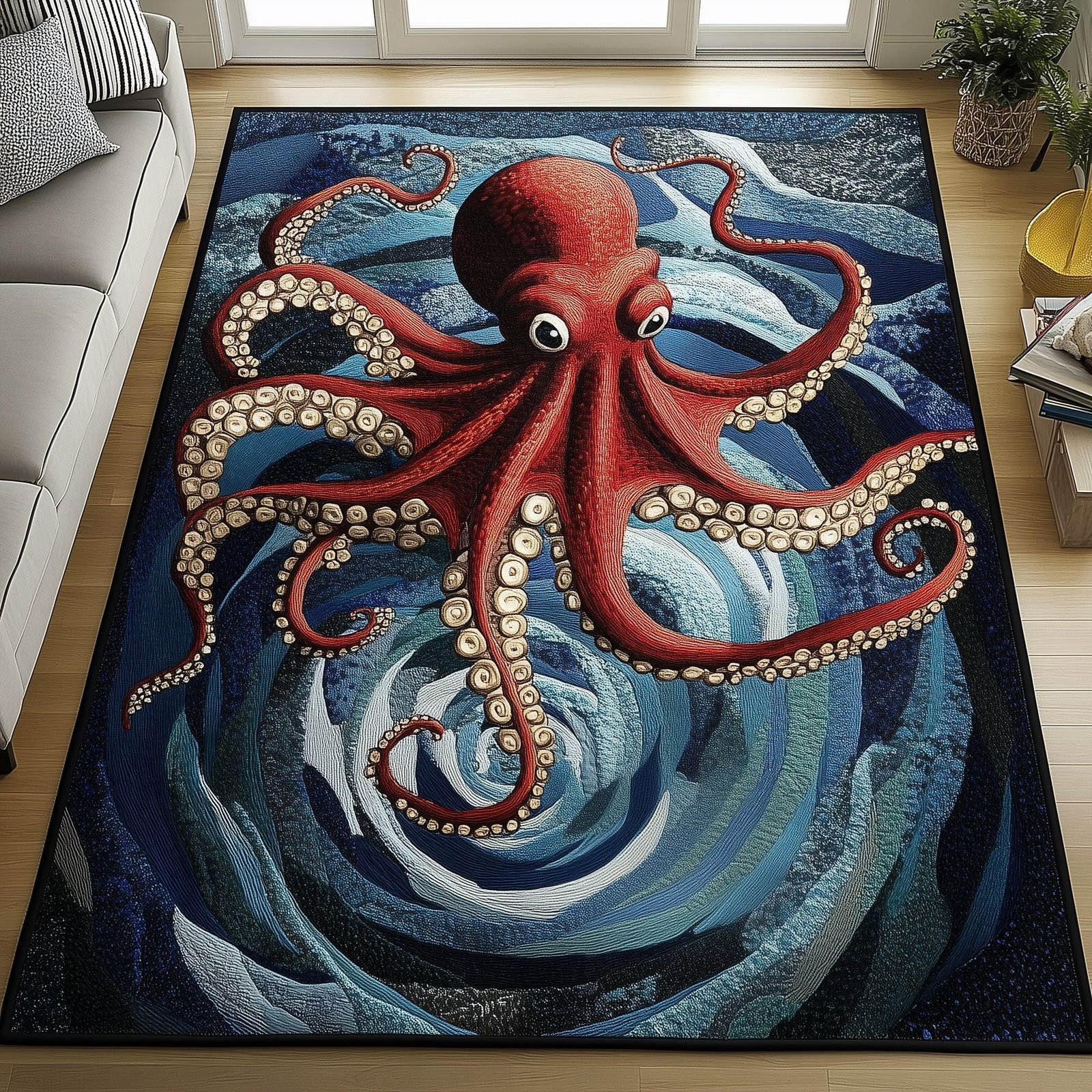 Deep Sea Tentacle Area Rug - Non-Slip Washable 3D Print Rug for Living Room & BedroomTVC2108151