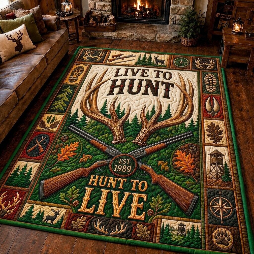 Deer Hunting Season Area Rug - Non-Slip Washable 3D Print Rug for Living Room & BedroomTVC2108915