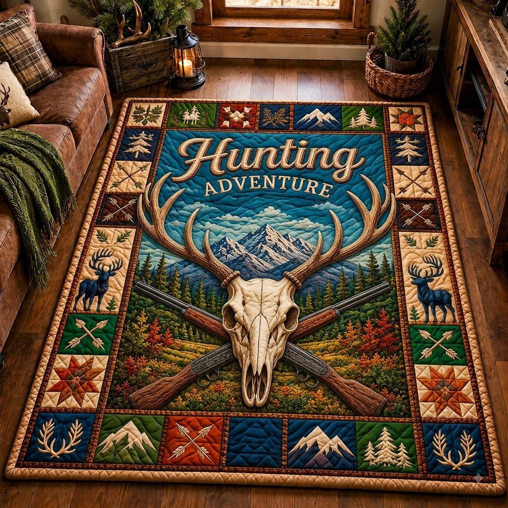 Deer Hunting Trail Area Rug - Non-Slip Washable 3D Print Rug for Living Room & BedroomTVC2108916