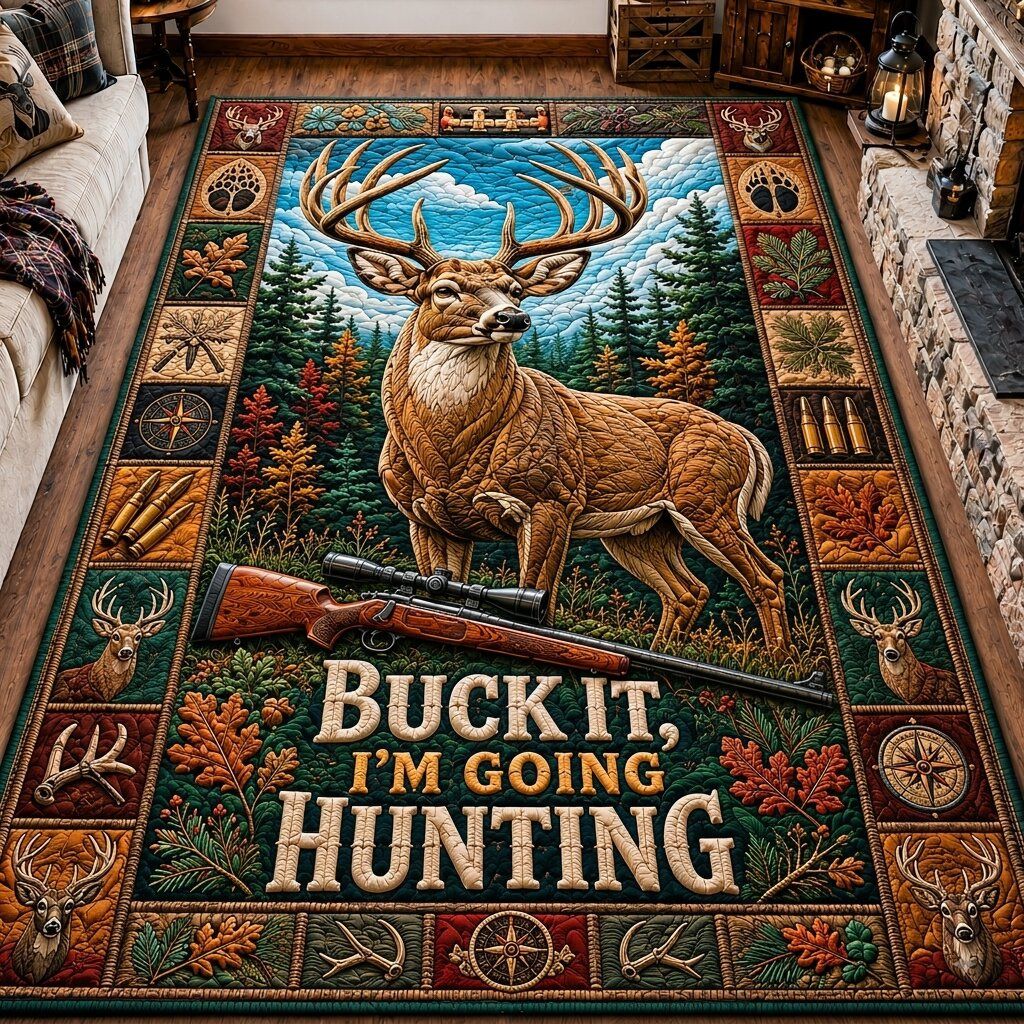 Deer Hunting Woods Area Rug - Non-Slip Washable 3D Print Rug for Living Room & BedroomTVC2108916