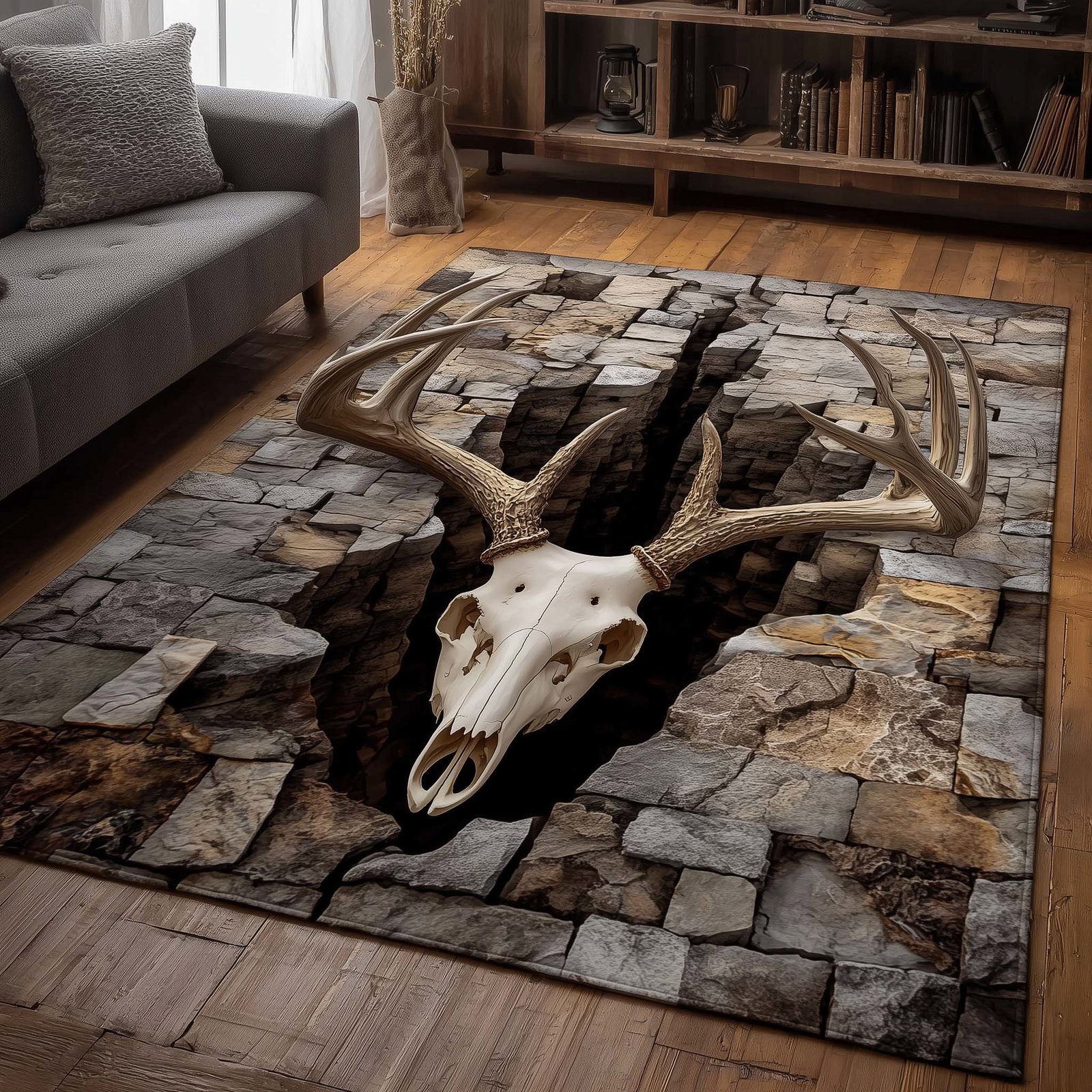 Deer Serenity Area Rug - Non-Slip Washable 3D Print Rug for Living Room & Bedroom (DesignTVC2108205