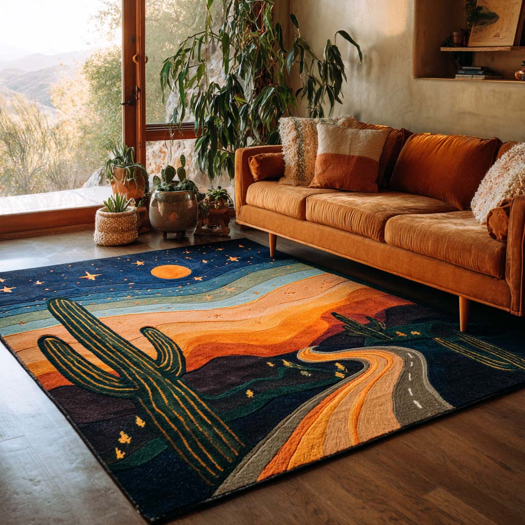 Desert Bloom Area Rug - Non-Slip Washable 3D Print Rug for Living Room & BedroomTVC2108131