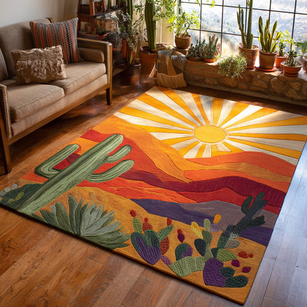 Desert Glow Area Rug - Non-Slip Washable 3D Print Rug for Living Room & BedroomTVC2108131