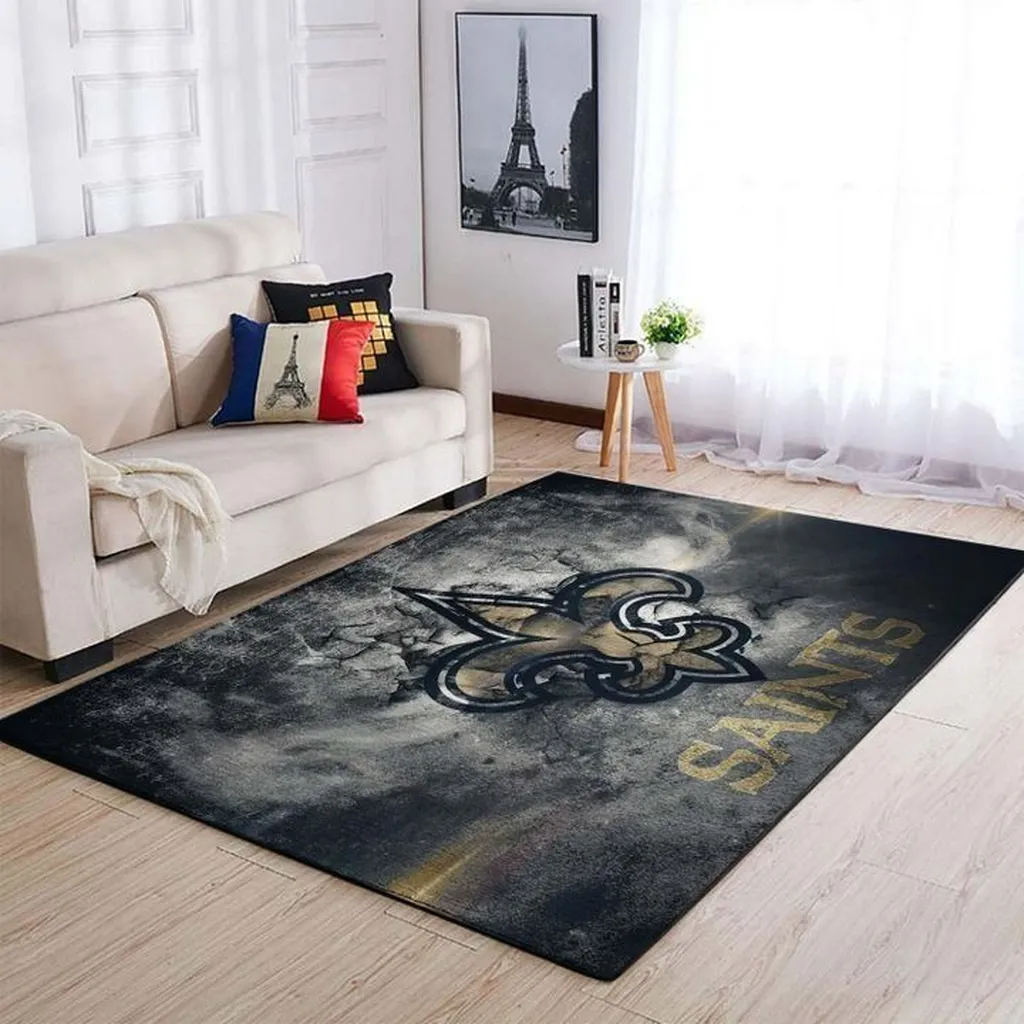 Designer Rug with SF Logo Perfect for Modern Living Room Black and Gold