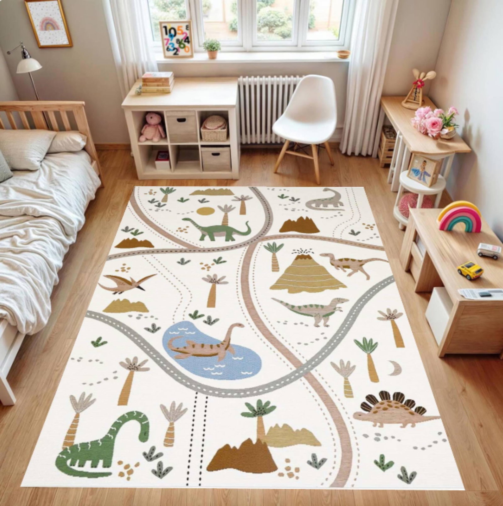 Dinosaur Kids Rug, Playroom Road Map DesignTVC1708393