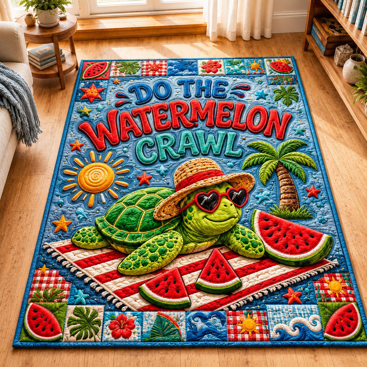 Do The Watermelon Crawl Area Rug - Non-Slip Washable 3D Print Rug for Living Room & Bedroom (DesignTVC2108179