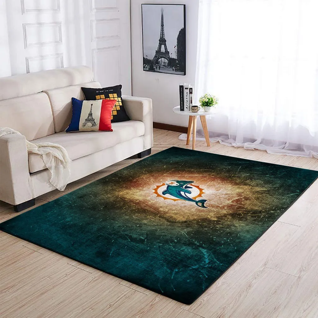 Dolphin Area Rug for Modern Living Room Decor Blue and Orange