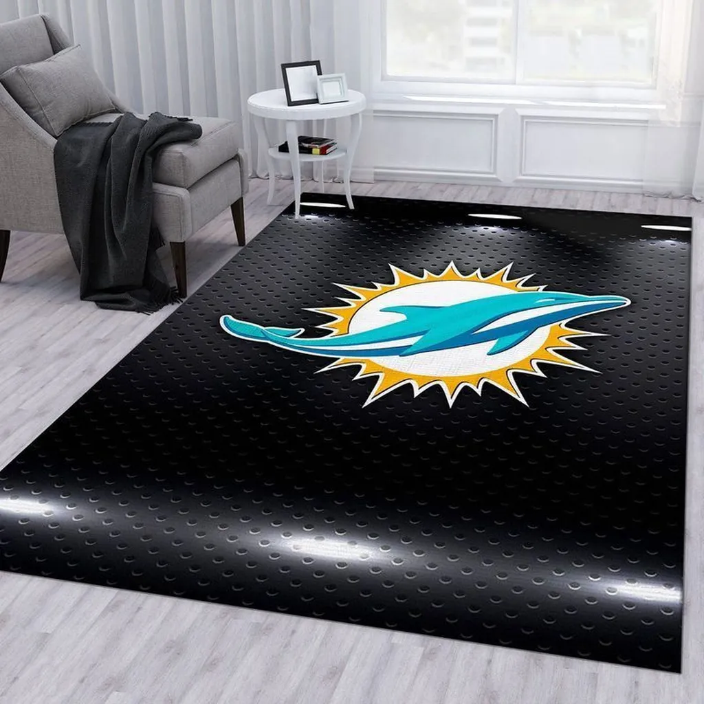 Dolphin Rug Modern Decorative Carpet for Living Room Black and Blue
