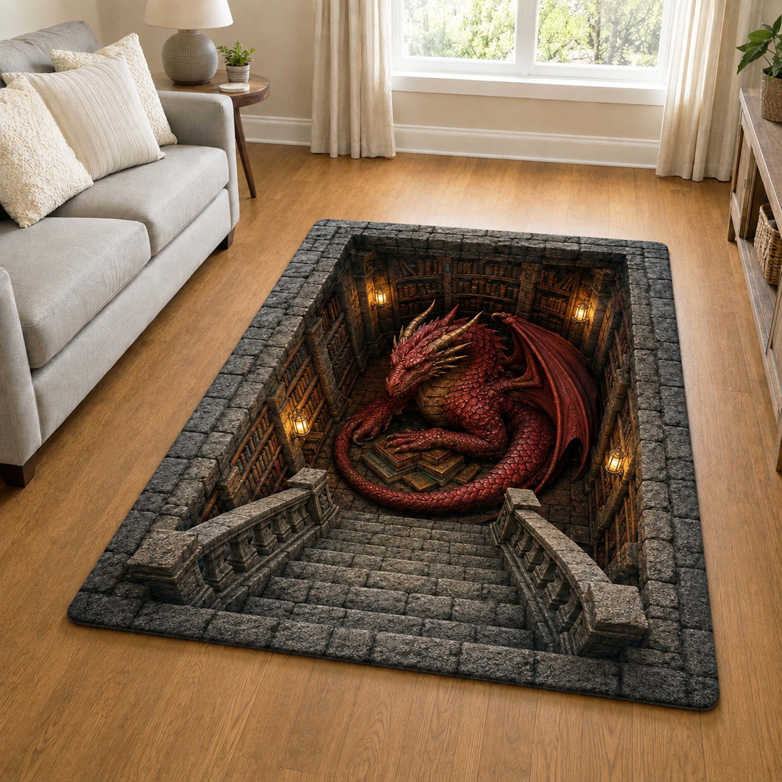 Dragon Archives Area Rug - Non-Slip Washable 3D Print Rug for Living Room & BedroomTVC210848