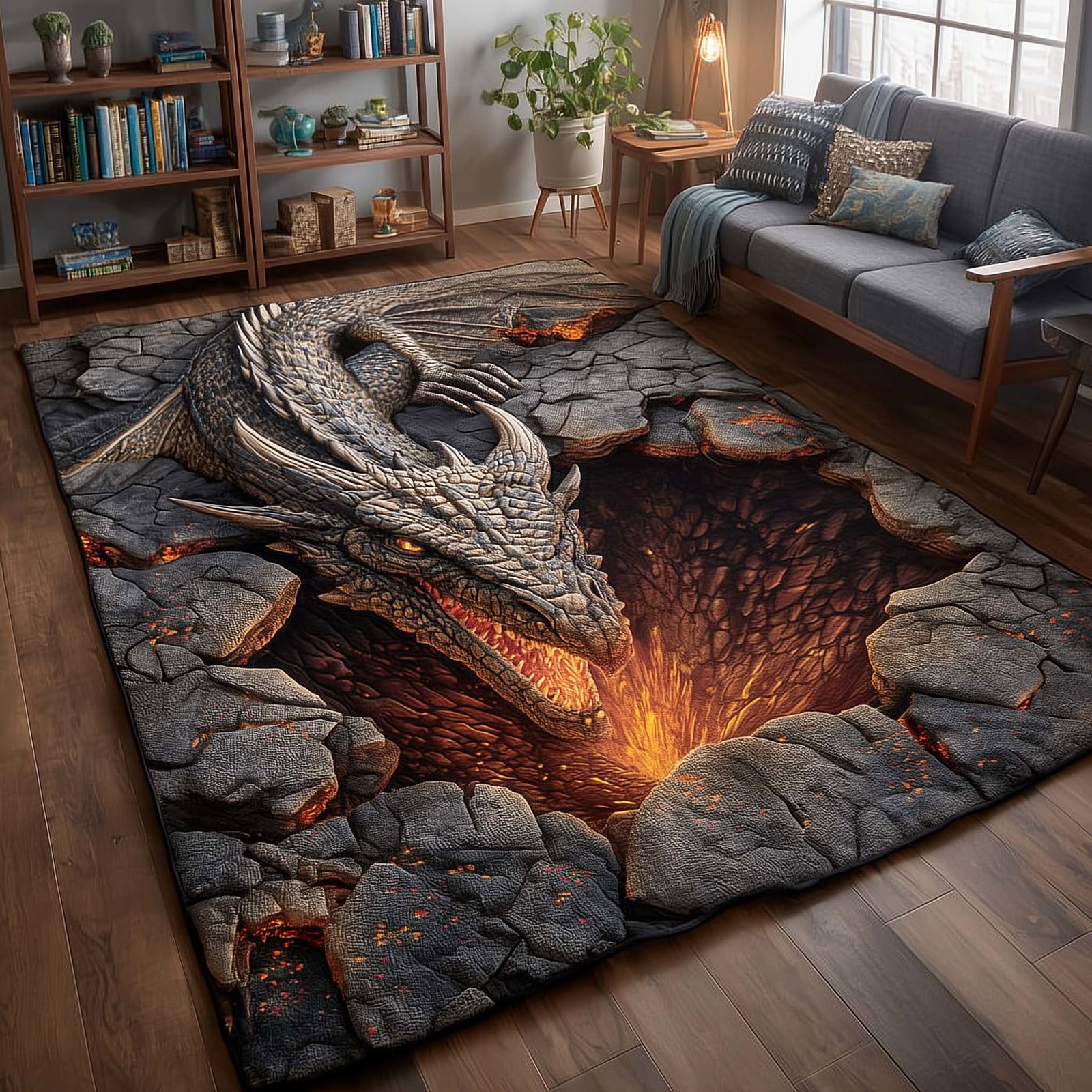 Dragon Area Rug - Non-Slip Washable 3D Print Rug for Living Room & Bedroom (DesignTVC2108203