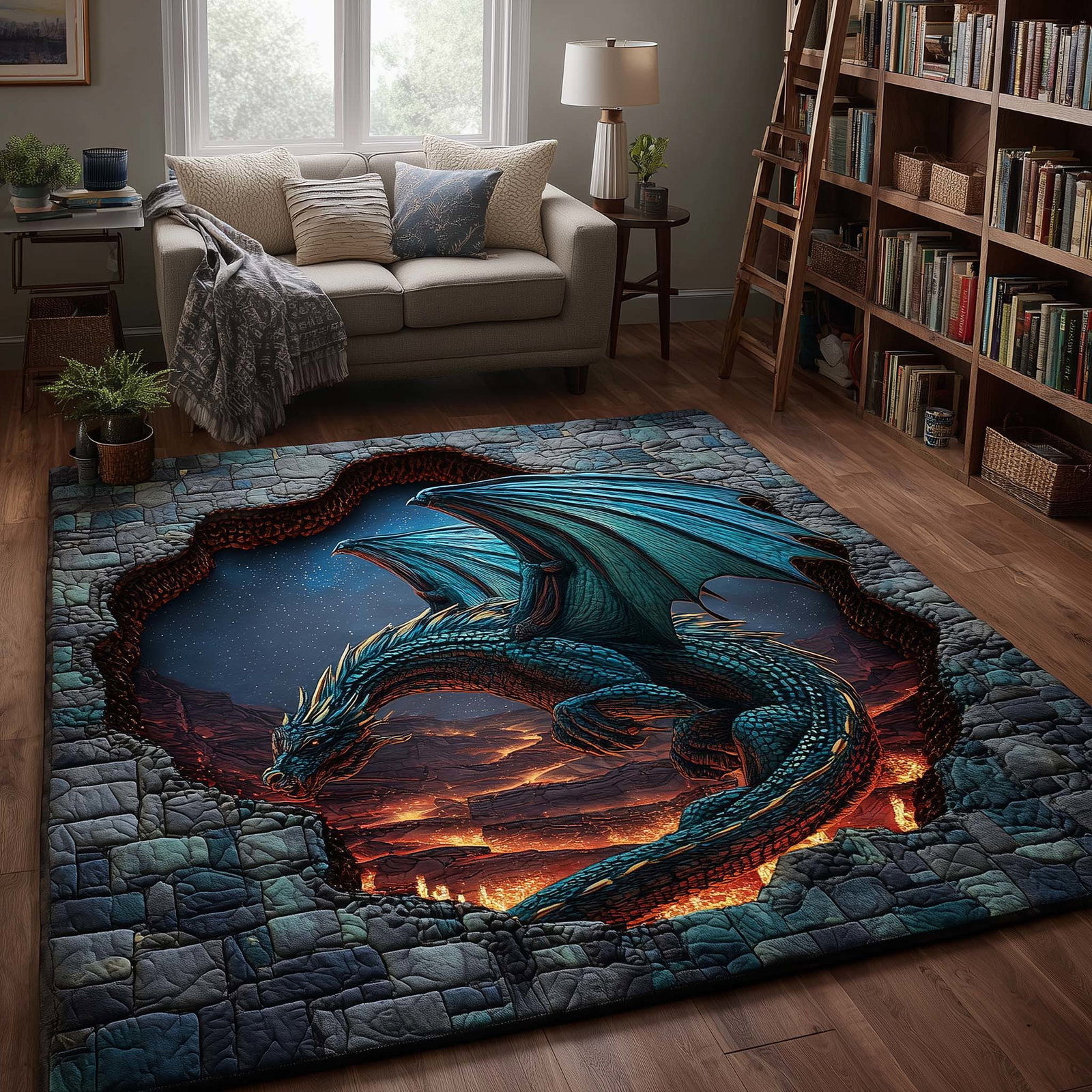 Dragon Area Rug - Non-Slip Washable 3D Print Rug for Living Room & Bedroom (DesignTVC2108204