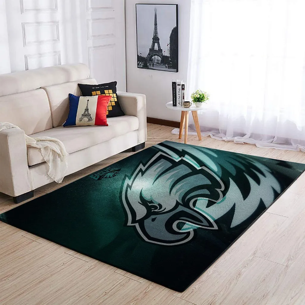 Eagle Design Area Rug for Living Room Floor Decor Black and Green