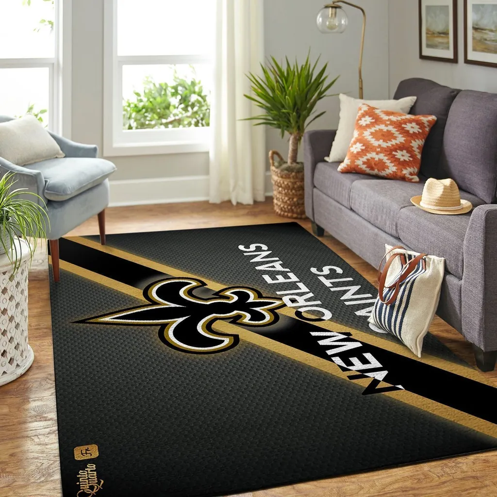Eagles NFL Ticket Style Rug for Living Room Decor Black and Gold