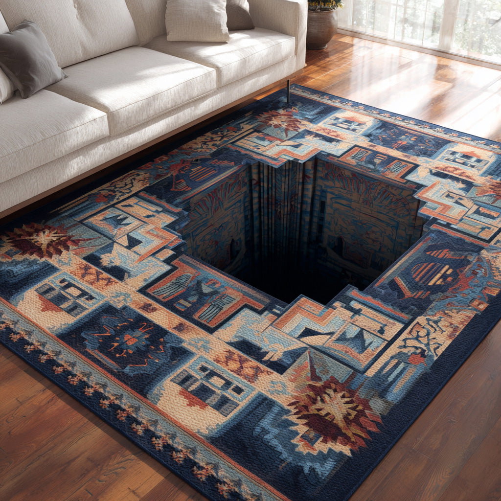 Earth Tones Area Rug - Non-Slip Washable 3D Print Rug for Living Room & BedroomTVC2108131
