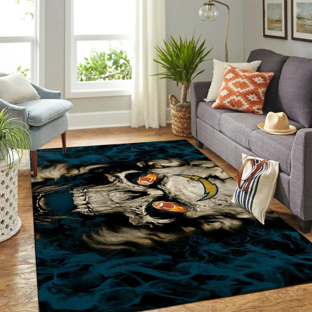 Edgy Bone Design Rug Modern Home Decor Floor Accent Carpet Black and Blue