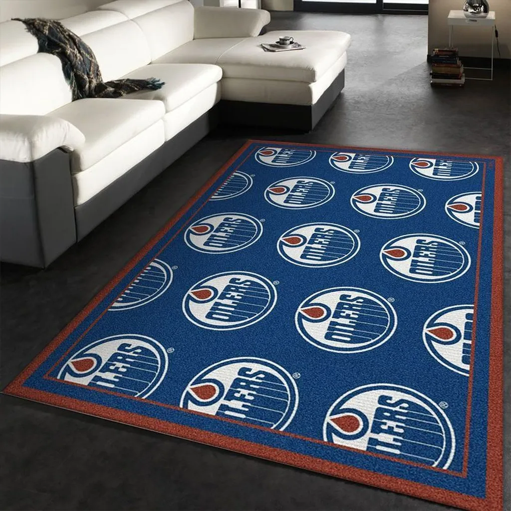 Edmonton Oilers Rug - NHL Hockey Fan Area Floor Mat Blue and White
