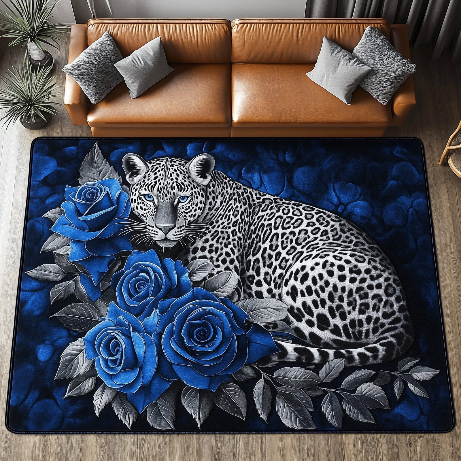 Elegant White Leopard Area Rug - Non-Slip Washable 3D Print Rug for Living Room & BedroomTVC2108150