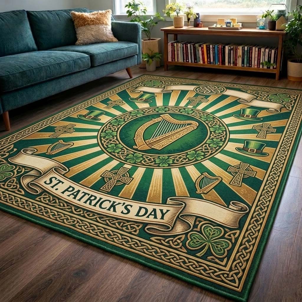 Emerald Heritage Area Rug - Non-Slip Washable 3D Print Rug for Living Room & BedroomTVC2108162