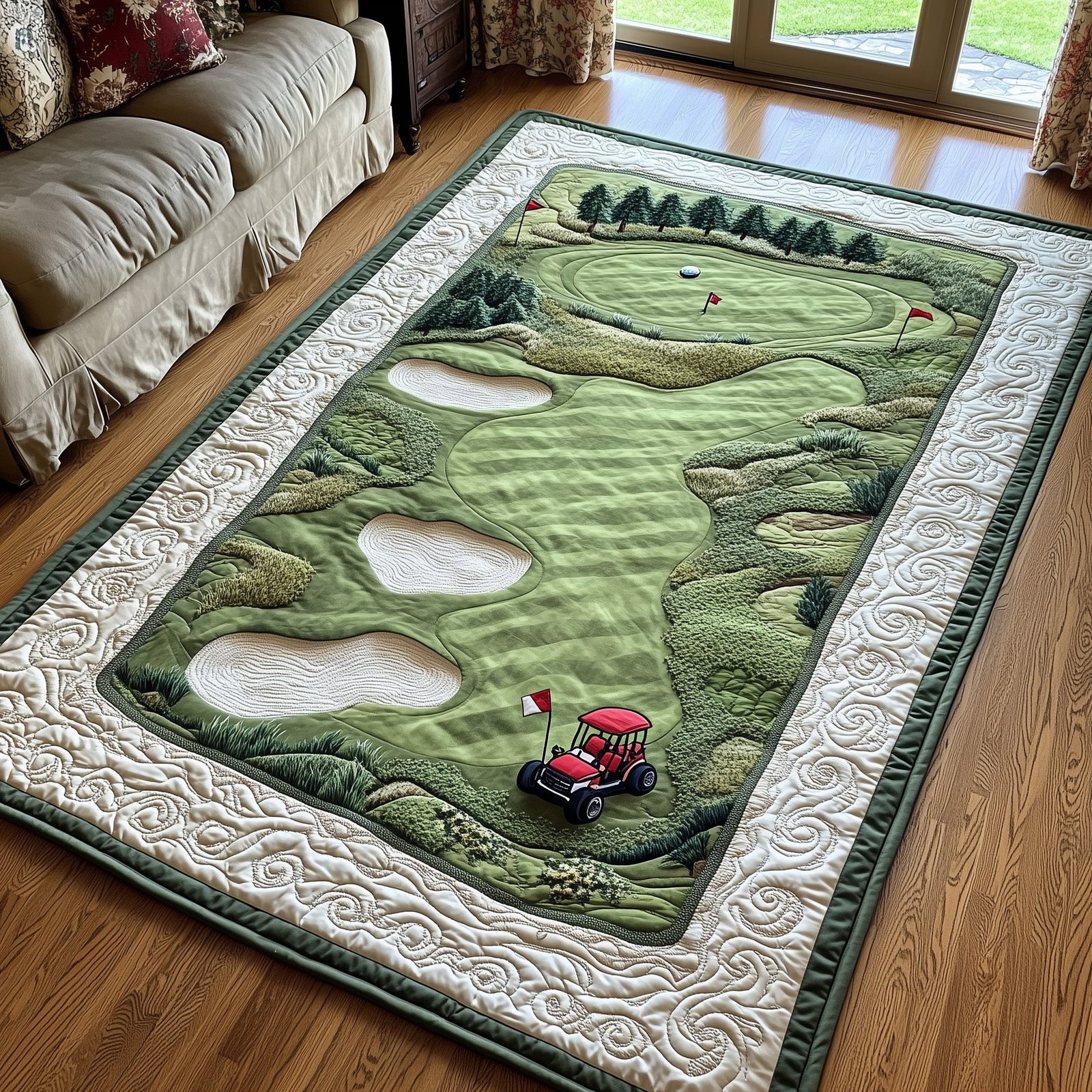 Fairway Dreams Area Rug - Non-Slip Washable 3D Print Rug for Living Room & BedroomTVC2108150