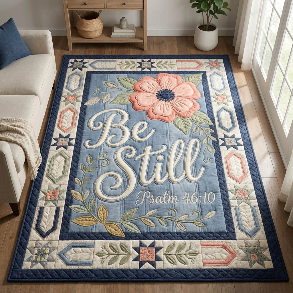 Faithful Floral Bible Verse Area Rug - Non-Slip Washable 3D Print Rug for Living Room & Bedroom (DesignTVC2108178