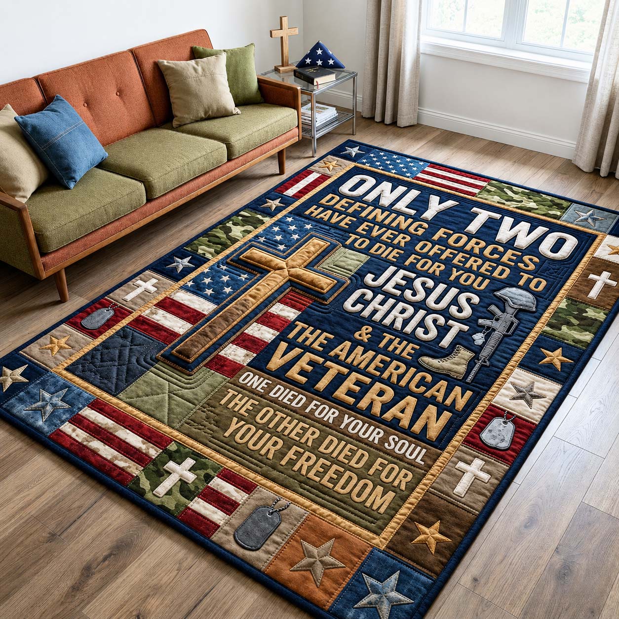 Faithful Patriot Tribute Area Rug - Non-Slip Washable 3D Print Rug for Living Room & BedroomTVC210870