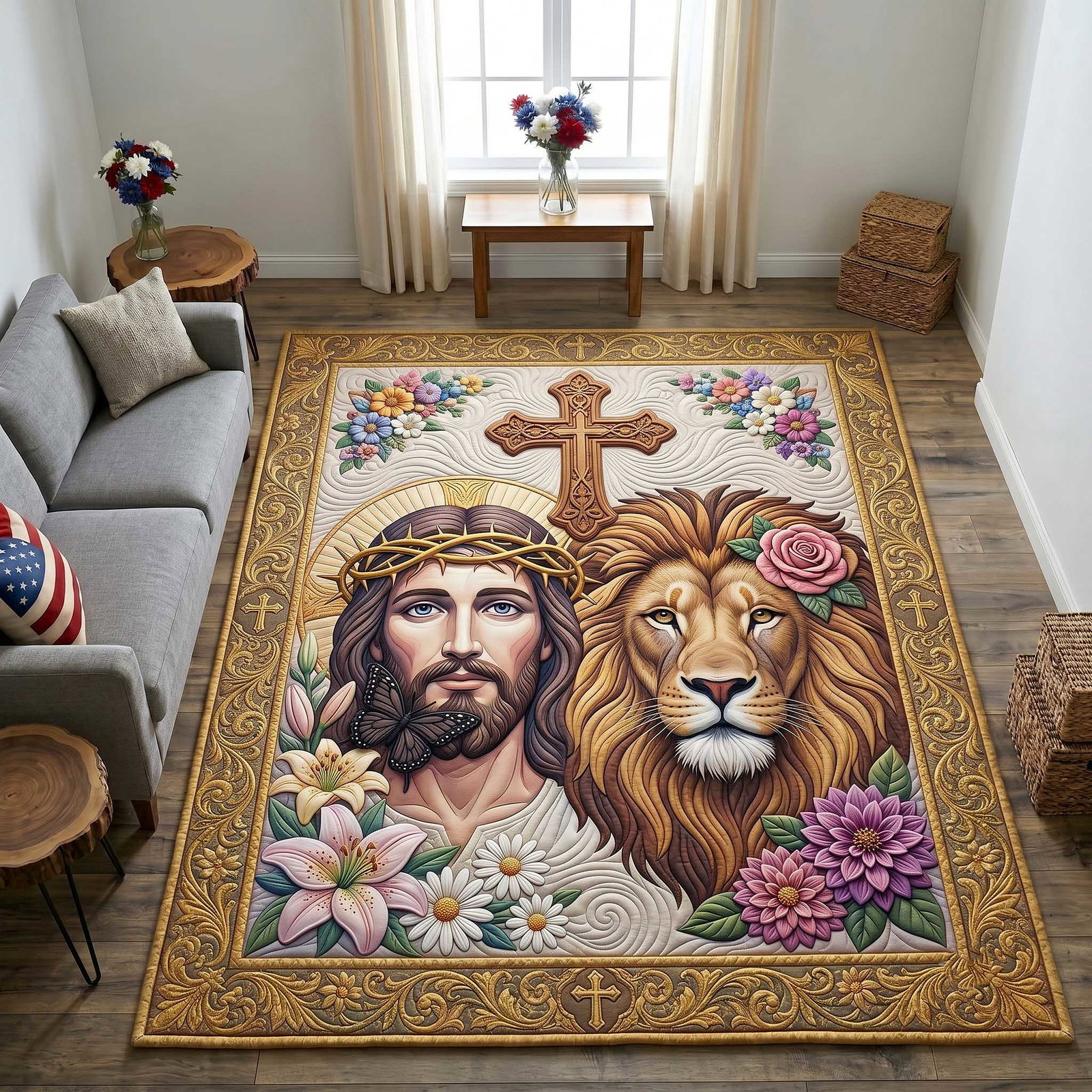 Faithful Savior Area Rug - Non-Slip Washable 3D Print Rug for Living Room & Bedroom (DesignTVC2108202
