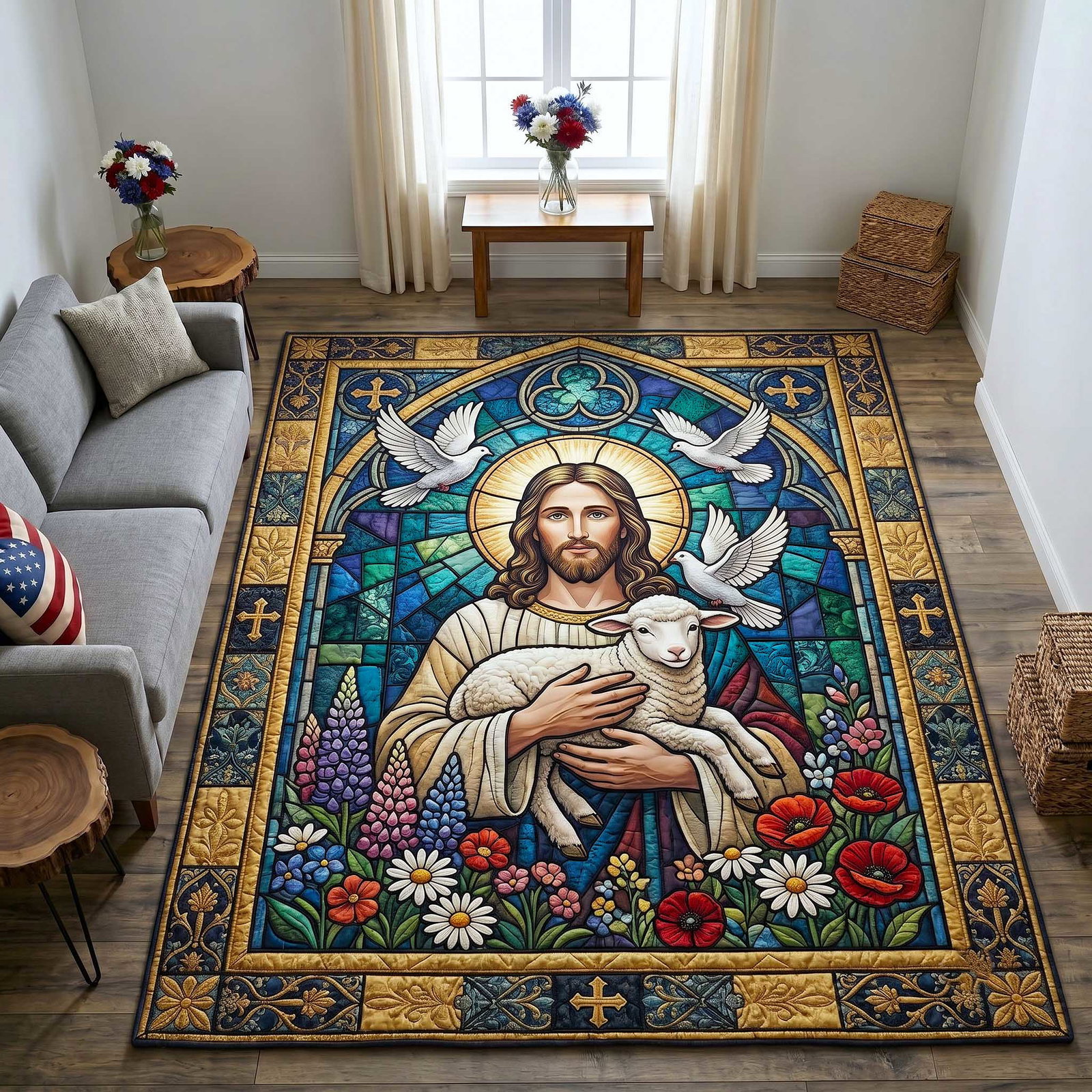Faithful Savior Area Rug - Non-Slip Washable 3D Print Rug for Living Room & BedroomTVC2108162