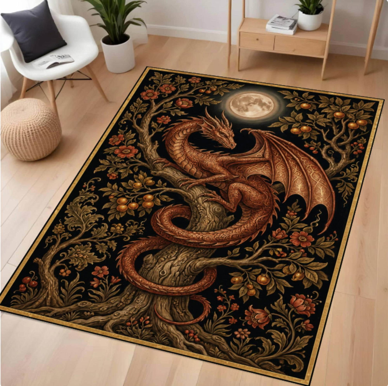 Fantasy Dragon Rug Halloween Rug Washable Non-slip Rug Gothic MedievalTVC1708374