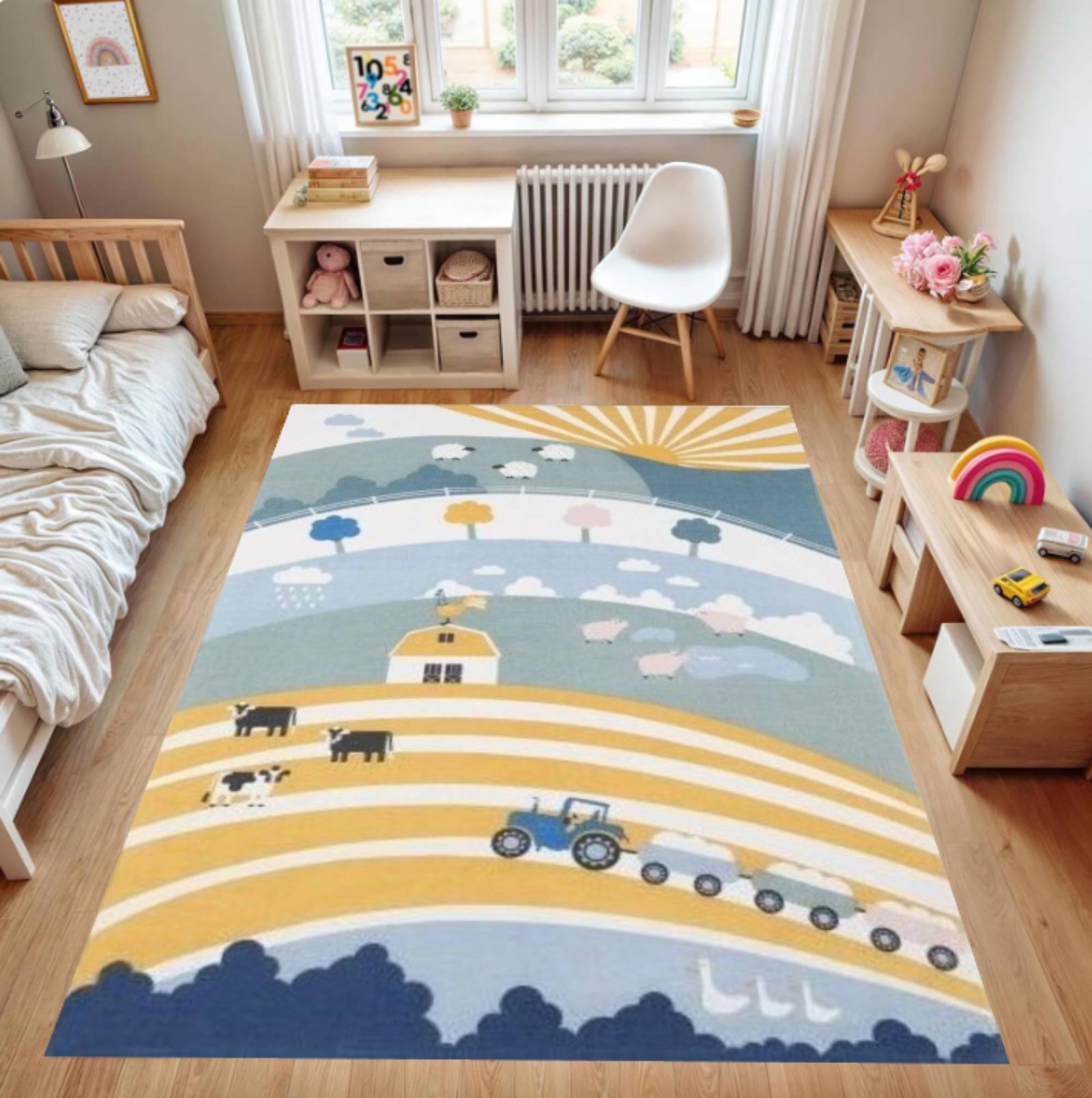 Farm Theme Pastel Color Rug â€“ Back to SchoolTVC1708379