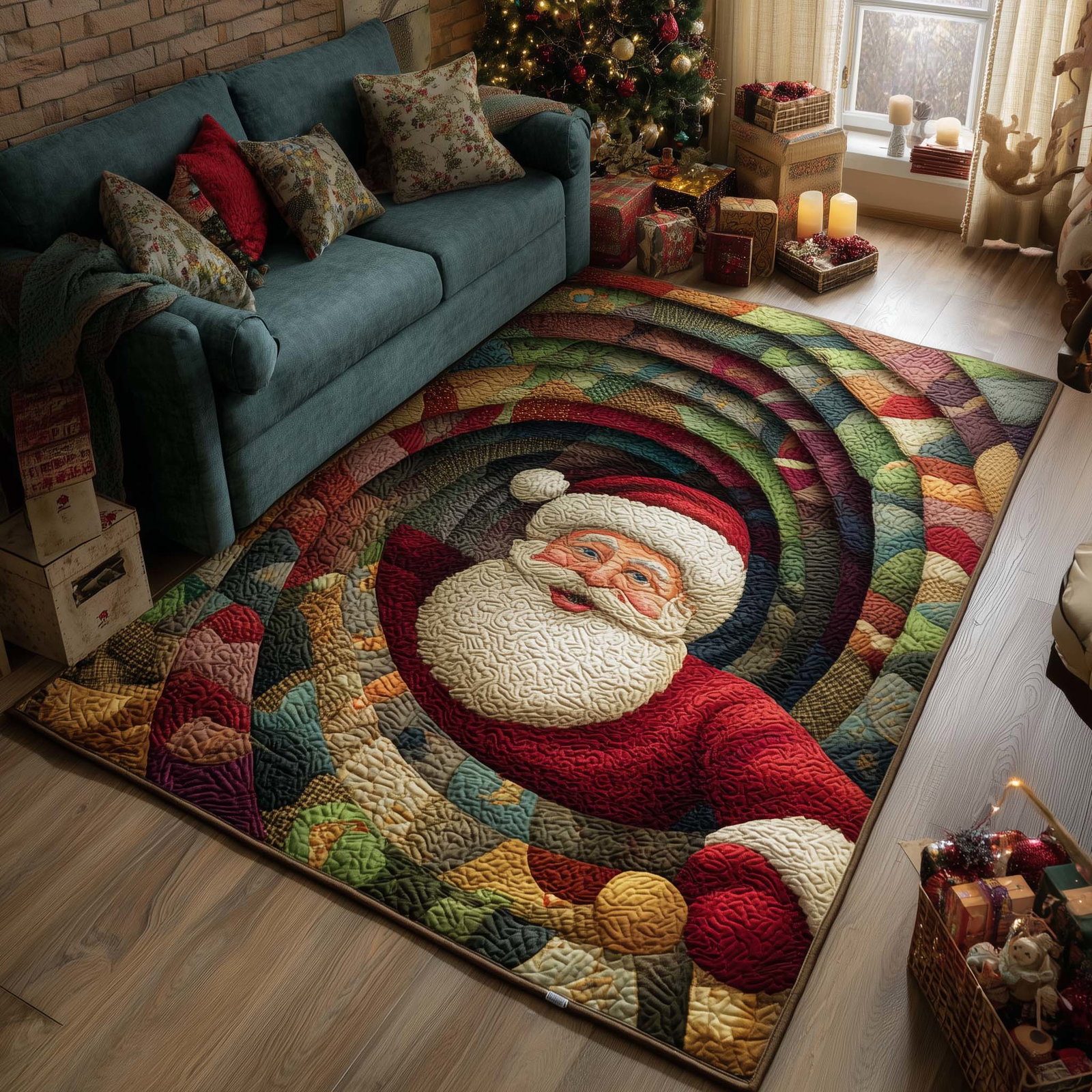 Festive Santa Joy Christmas Area Rug - Non-Slip Washable 3D Print Rug for Living Room & BedroomTVC2108162