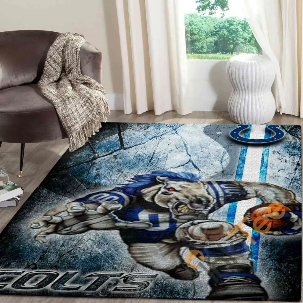 Fierce Colts Rug Ideal for Sports Fans and Home Decor Black and Red