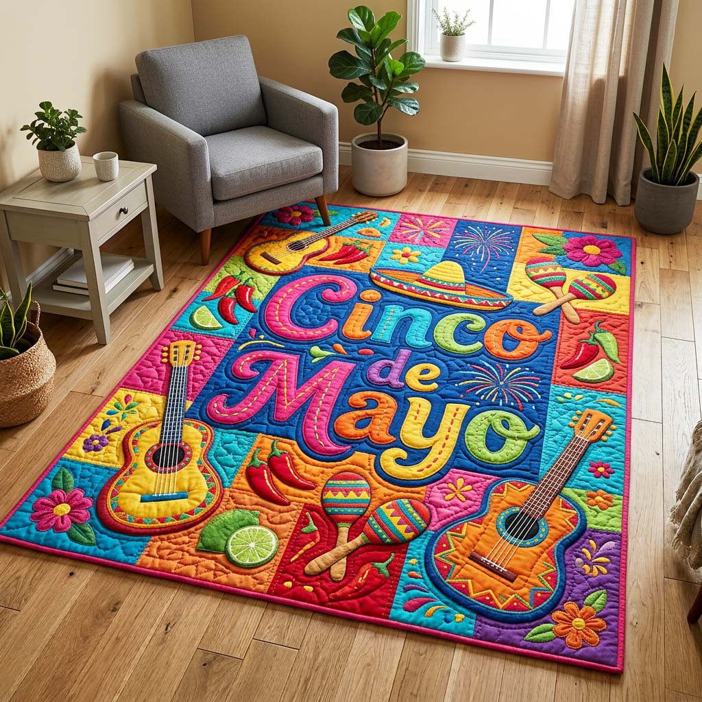 Fiesta Patchwork Area Rug - Non-Slip Washable 3D Print Rug for Living Room & BedroomTVC2108162