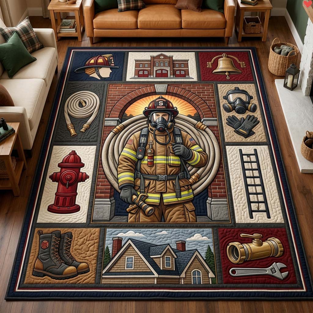 Firehouse Hero Panels Area Rug - Non-Slip Washable 3D Print Rug for Living Room & BedroomTVC210870