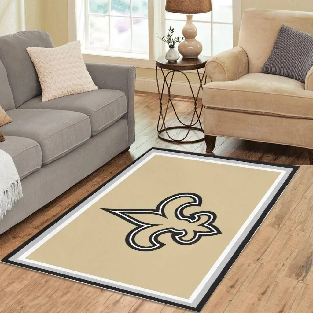 Fleur De Lis Area Rug for Living Room Bedroom Decor Beige and Black