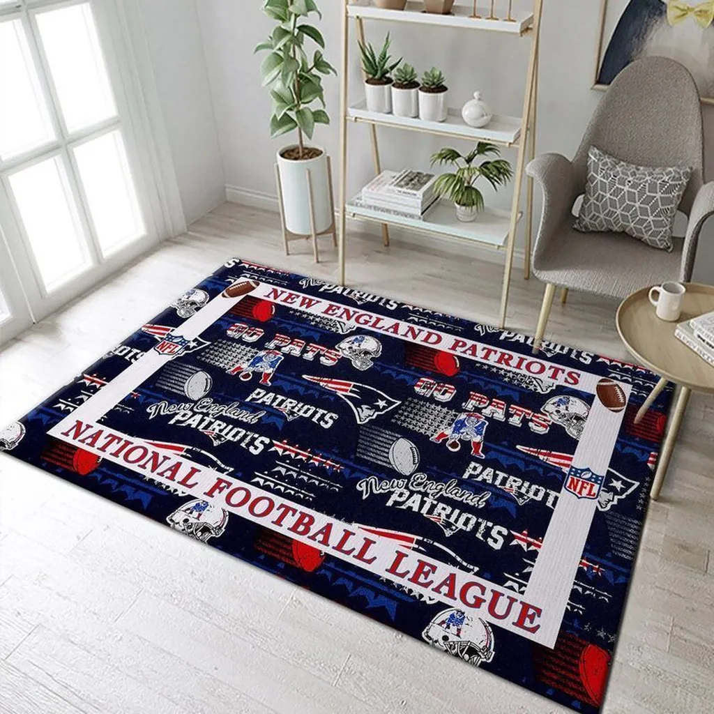 Fleur de Lis Area Rug for Living Room Decor Blue and Red
