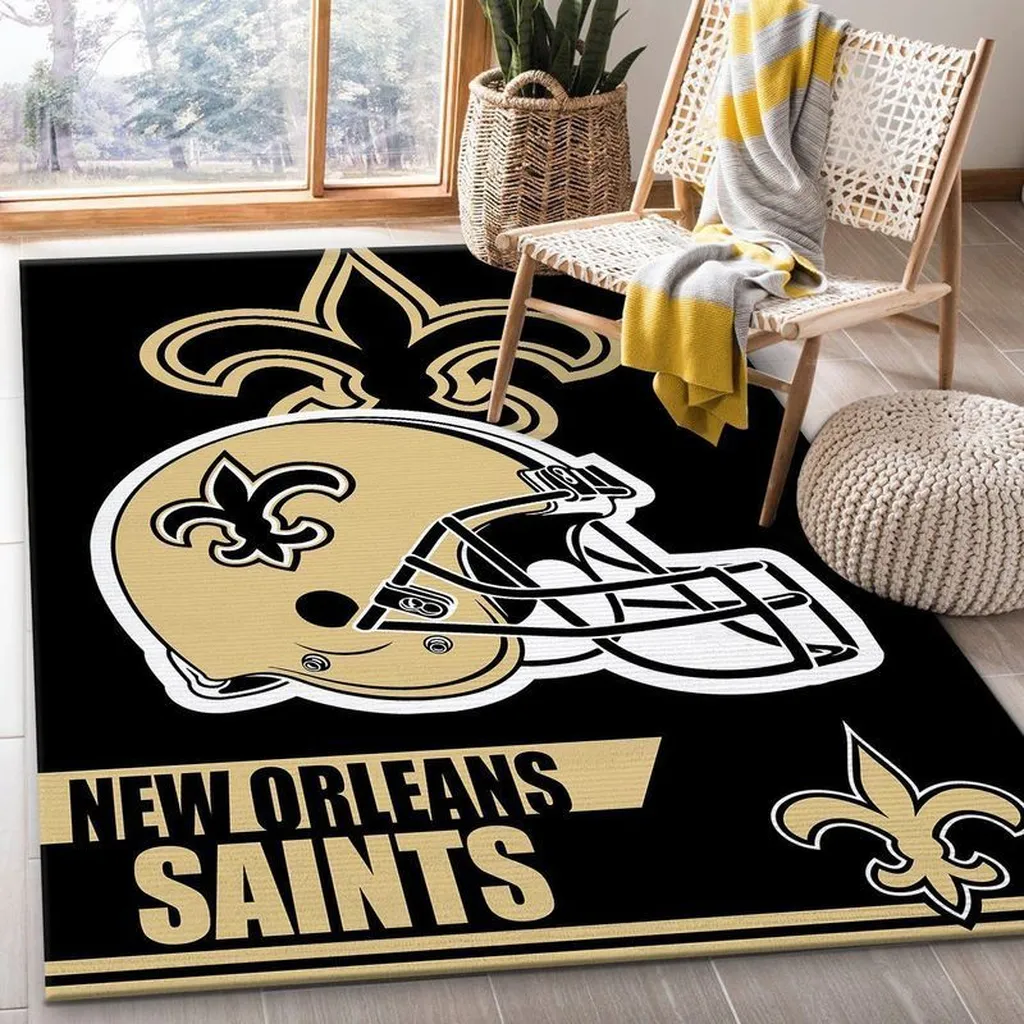 Fleur de Lis Rug for Elegant Living Room Decor Black and Gold