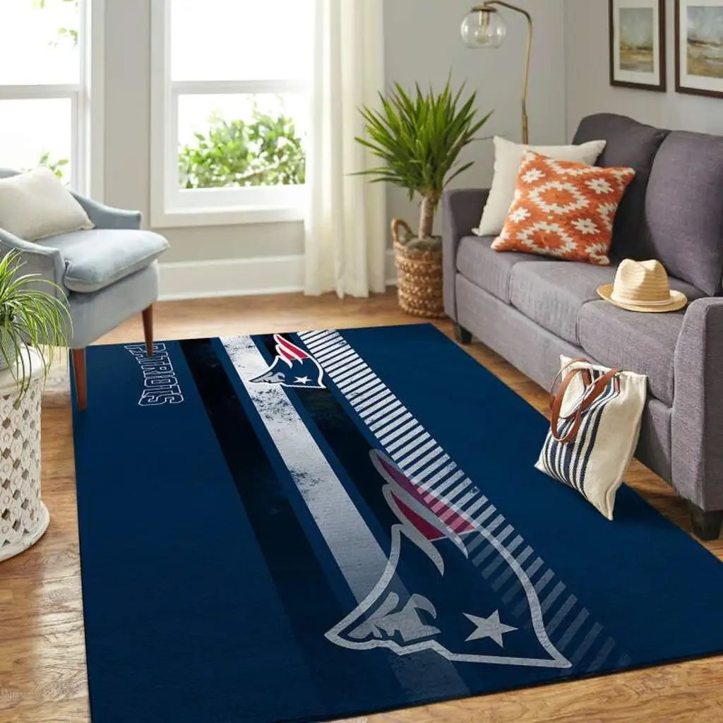 Fleur de Lis Rug for Modern Elegant Home Decor Blue and White