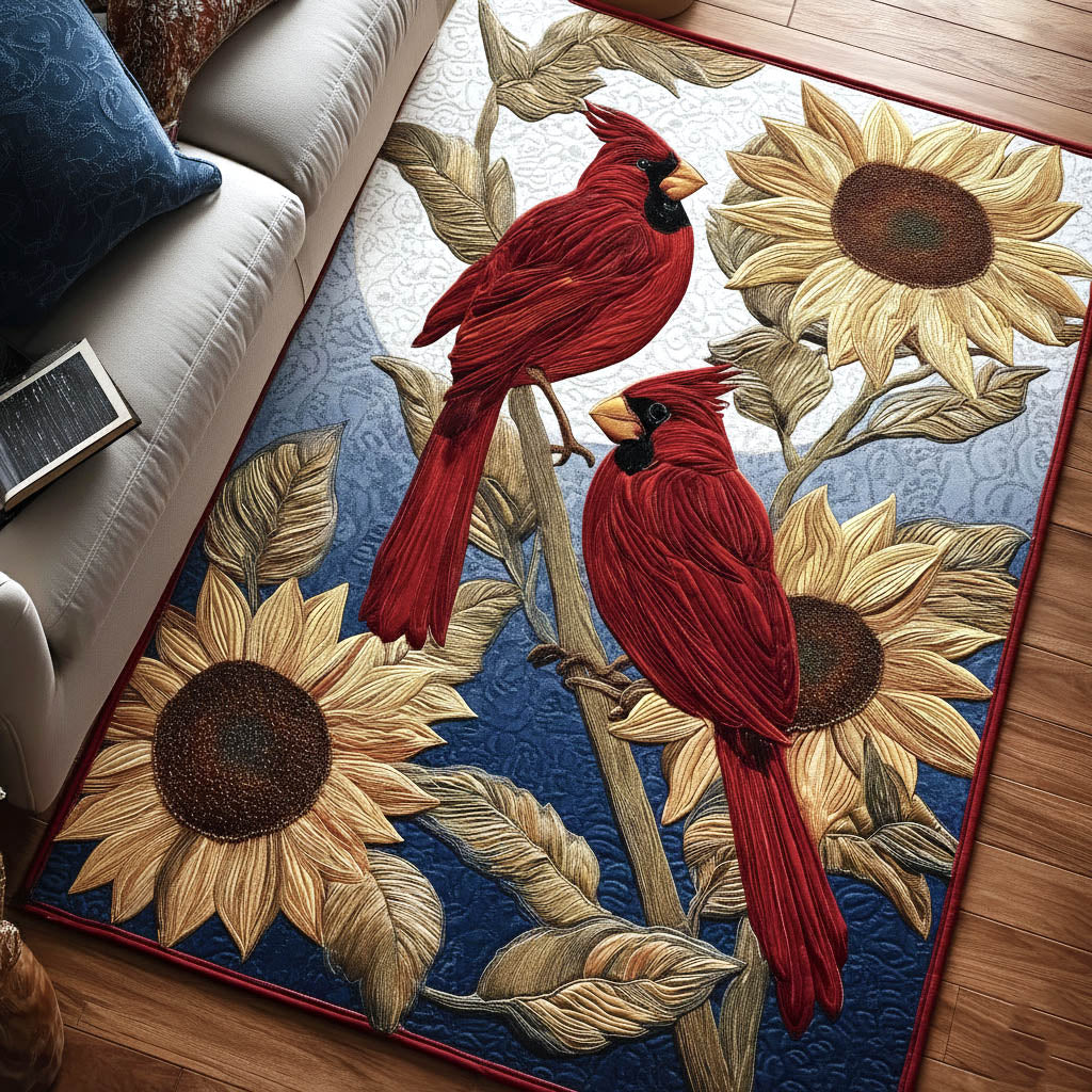 Floral Cardinals Cardinal Area Rug - Non-Slip Washable 3D Print Rug for Living Room & Bedroom (DesignTVC2108202