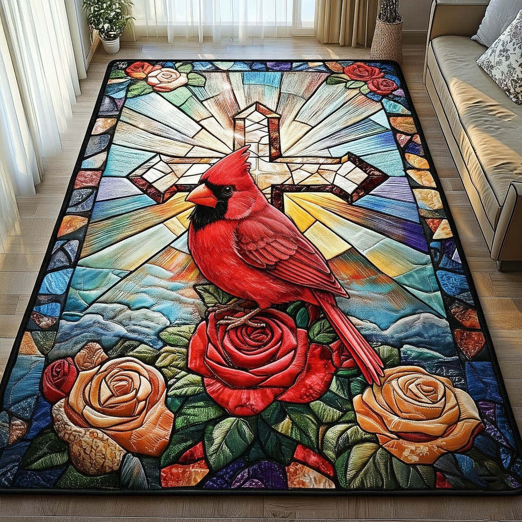 Floral Cardinals Cardinal Area Rug - Non-Slip Washable 3D Print Rug for Living Room & BedroomTVC2108161