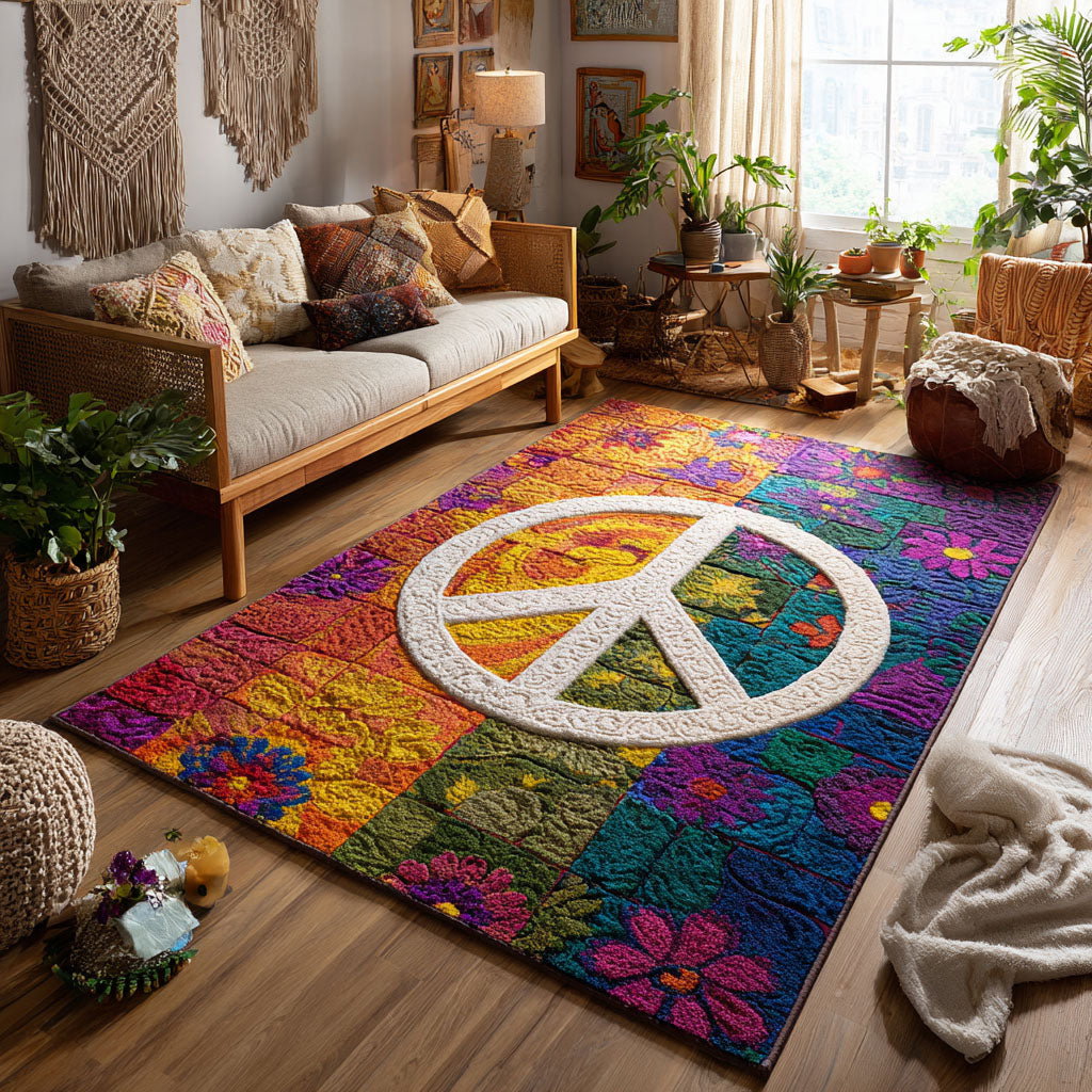 Floral Harmony Area Rug - Non-Slip Washable 3D Print Rug for Living Room & BedroomTVC2108130