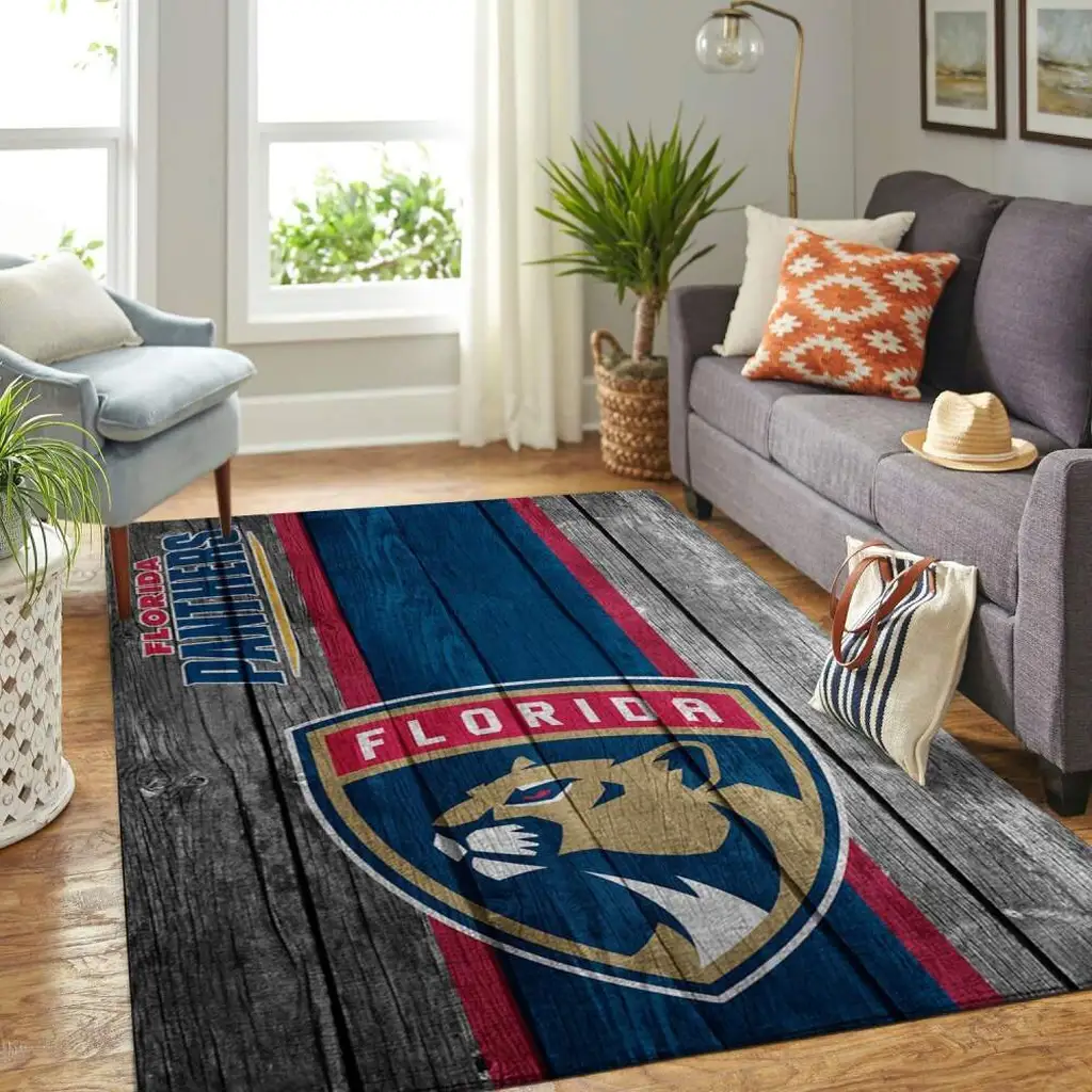 Florida Panthers Rug - Area for Living Room Decor Blue and Gray