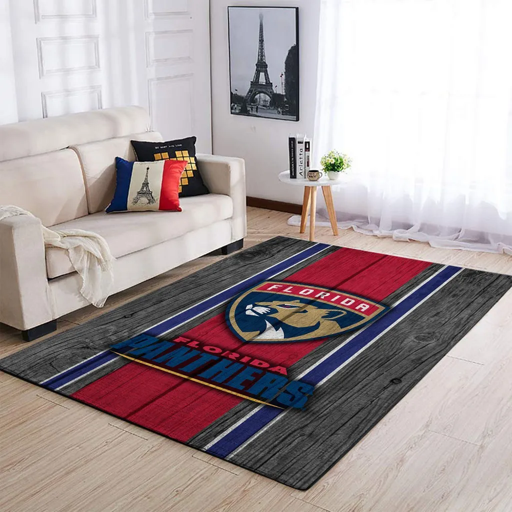 Florida Panthers Rug - Area Perfect for Living Room Decor Red and Gray